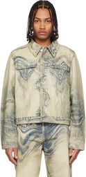 CAMPERLAB Beige Distorted Print Denim Jacket