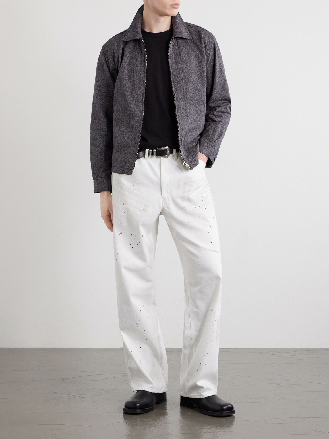 FULLCOUNT - Mock Twist Denim Zip-Up Jacket - Gray