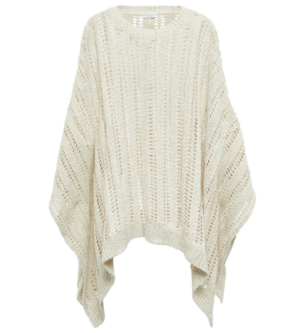 Brunello Cucinelli - Open-knit linen and cotton-blend poncho