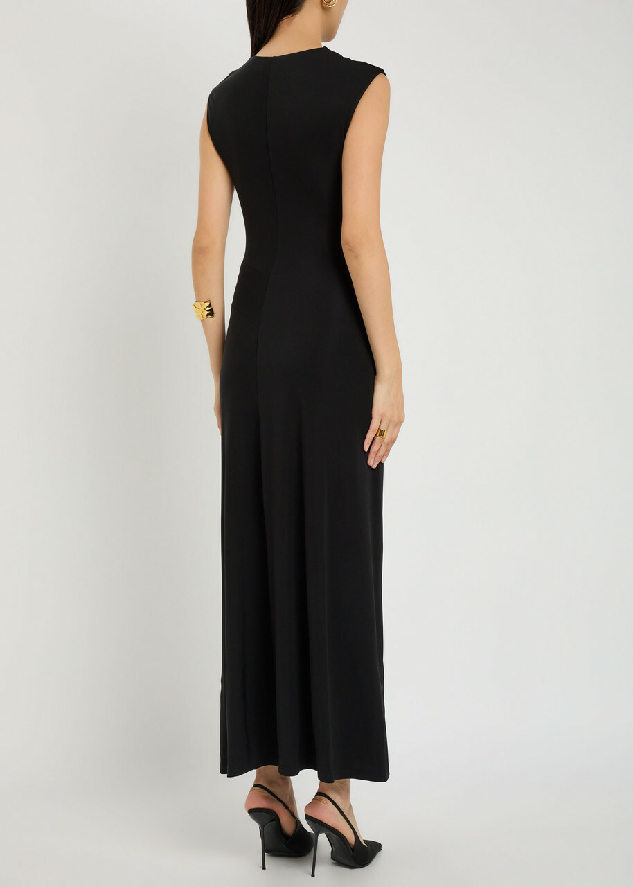 Simkhai Acacia Draped Jersey Maxi Dress Black