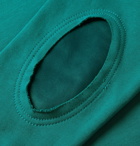 Maison Margiela - Leather-Trimmed Loopback Cotton-Jersey Sweatshirt - Men - Jade