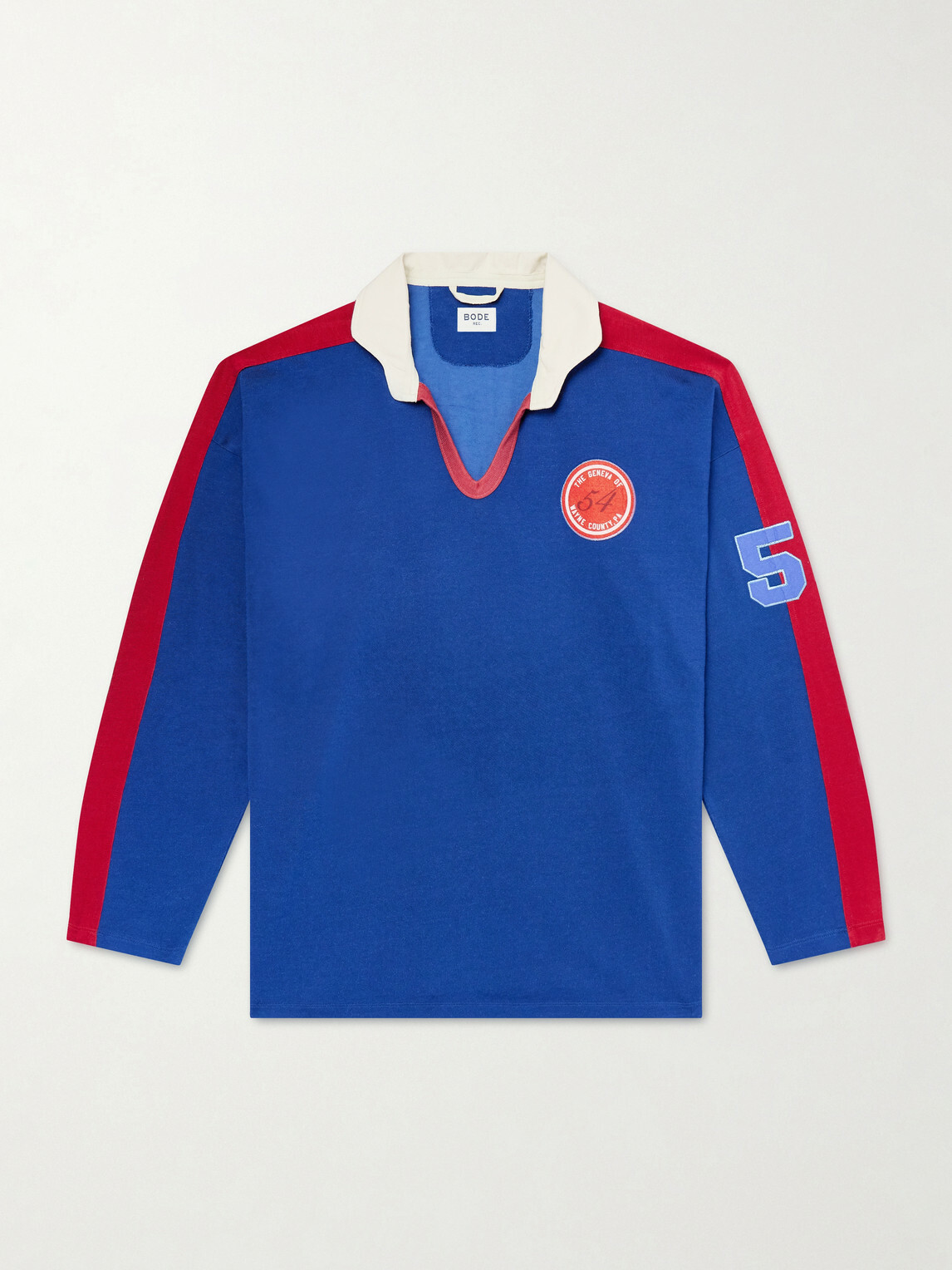 BODE - Lakewood Appliquéd Jersey Polo Shirt - Blue
