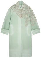 Erdem Crystal-embellished Denim Coat Mint