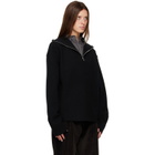 R2W Black Paulo Wool Hairy Zip-Up Sweater
