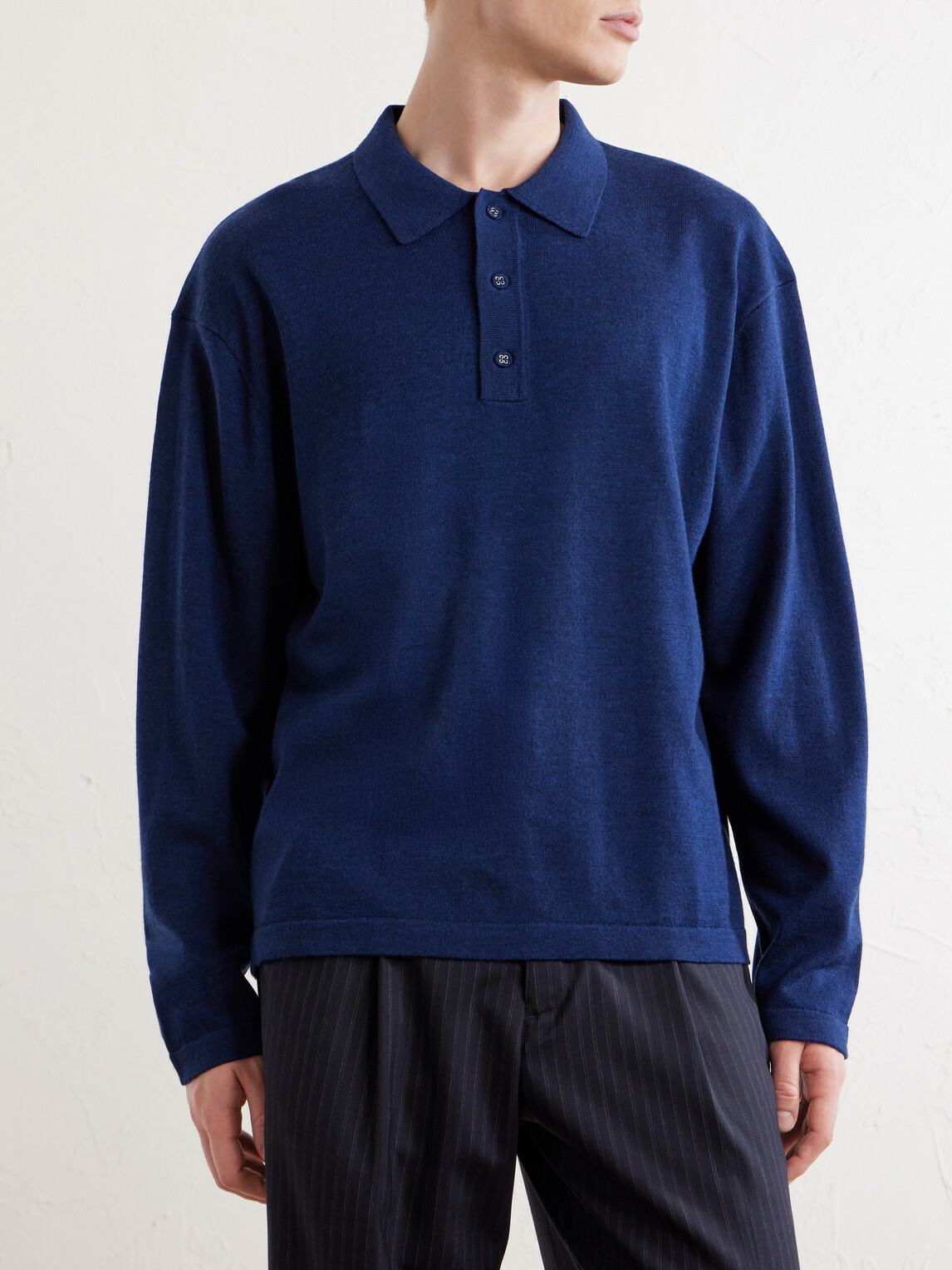 Officine Générale - Bay Merino Wool Polo Shirt - Blue