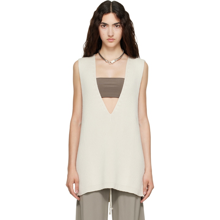 Photo: Rick Owens Off-White Tower Wool Knit V Neck Vest