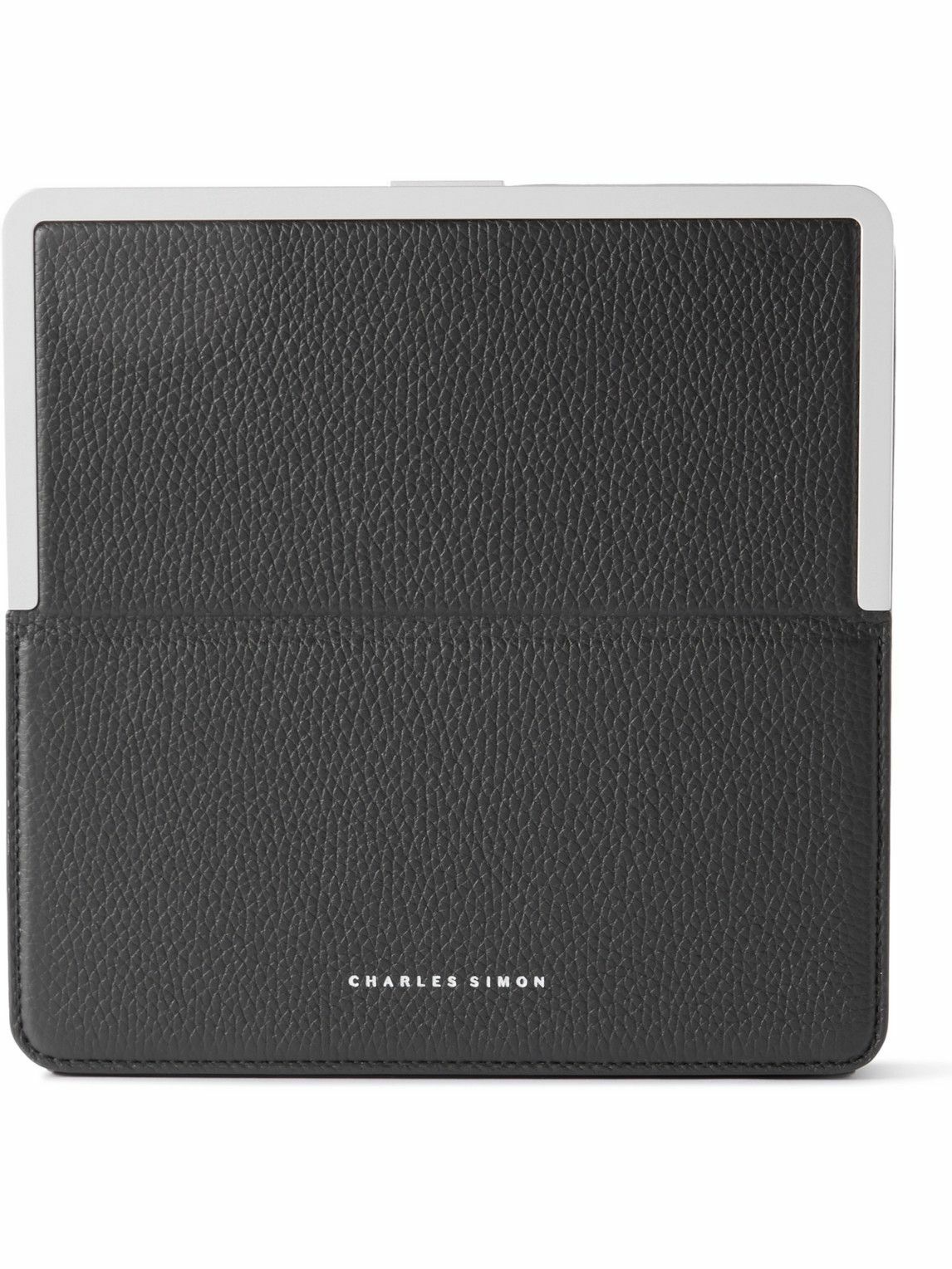 Charles Simon - Logo-Print Full-Grain Leather and Silver-Tone Travel Wallet