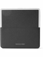 Charles Simon - Logo-Print Full-Grain Leather and Silver-Tone Travel Wallet