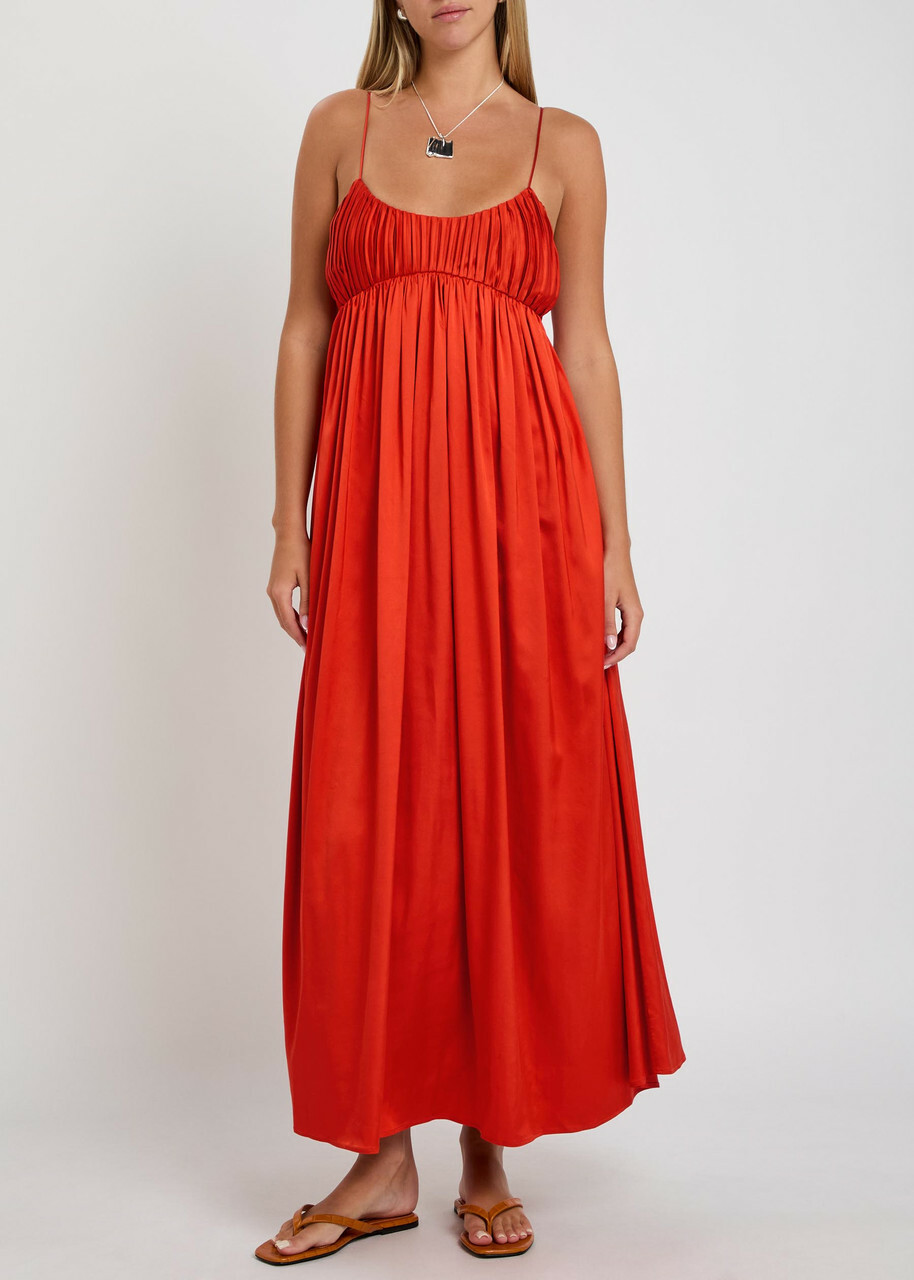 Tove Katrine Stretch-satin Midi Dress Red