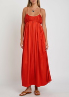 Tove Katrine Stretch-satin Midi Dress Red