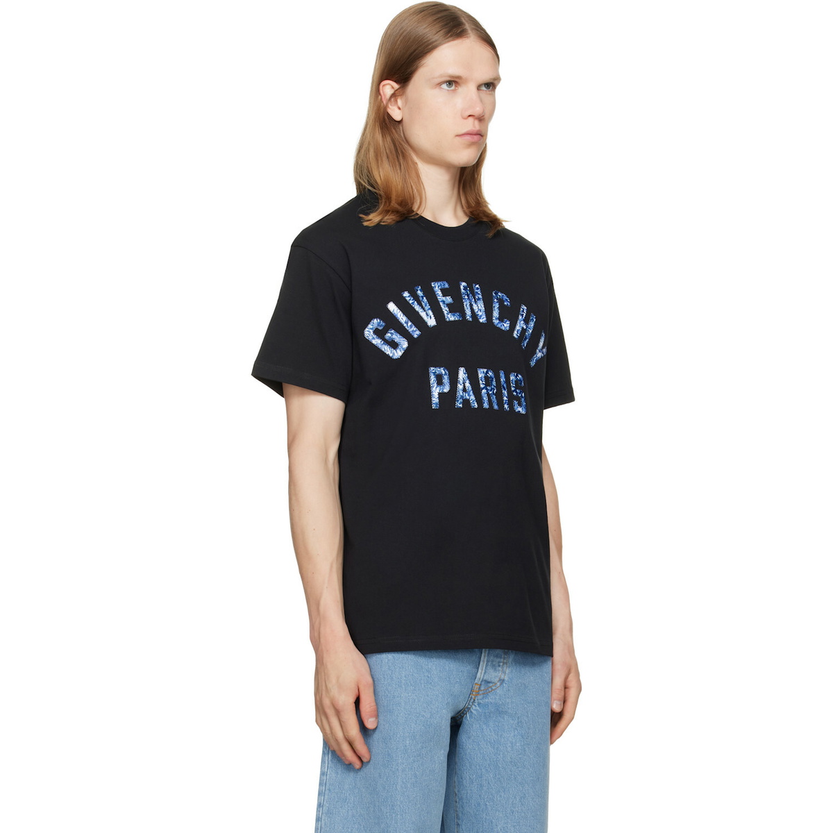 Givenchy Black 'Givenchy Paris' Pompom Embroidery T-shirt