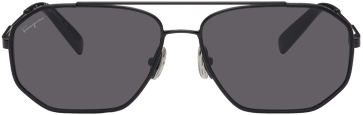 Photo: Ferragamo Black Aviator Sunglasses