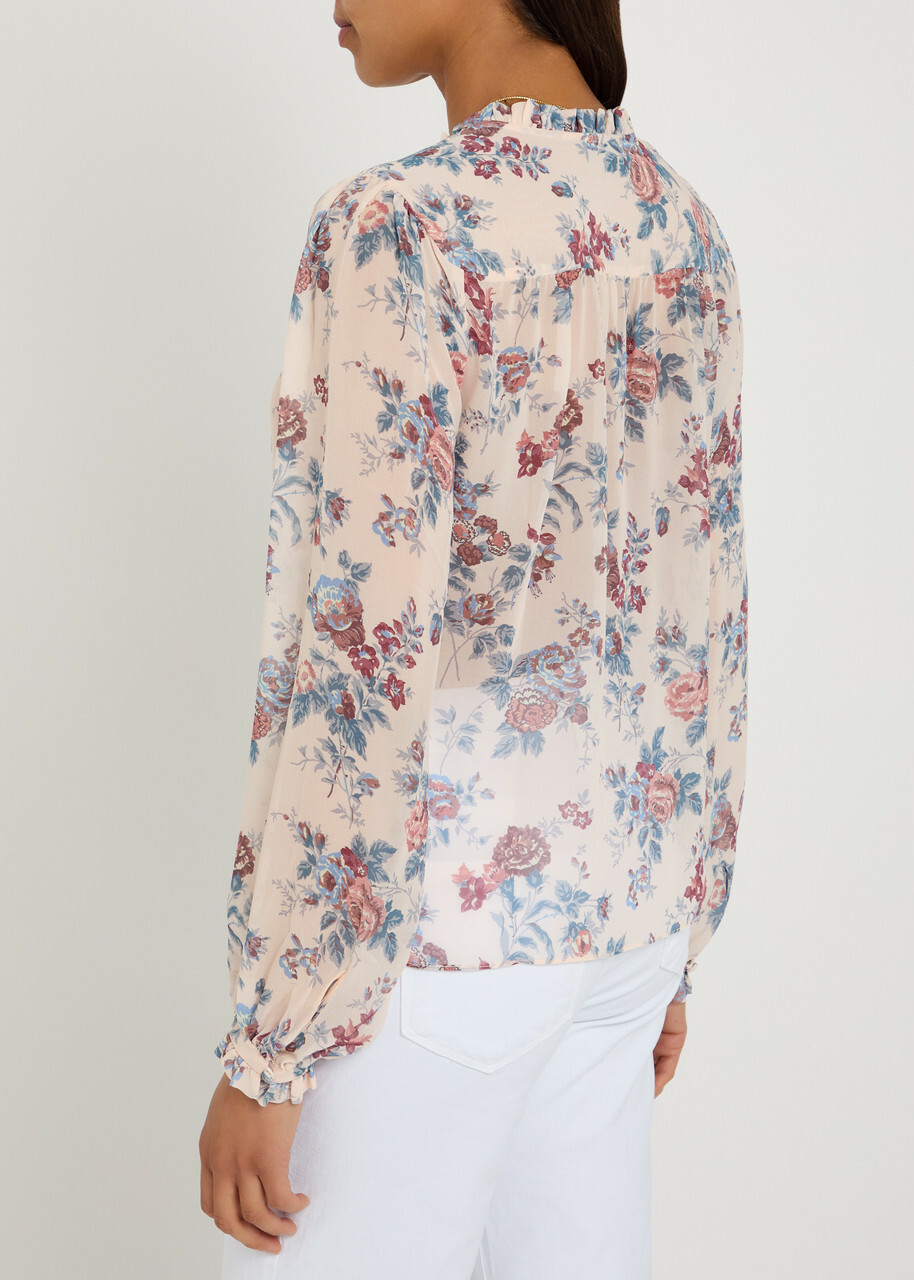 Paige Lula Floral Silk-chiffon Blouse Pink