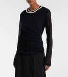 Junya Watanabe Draped faux pearl-embellished cotton top