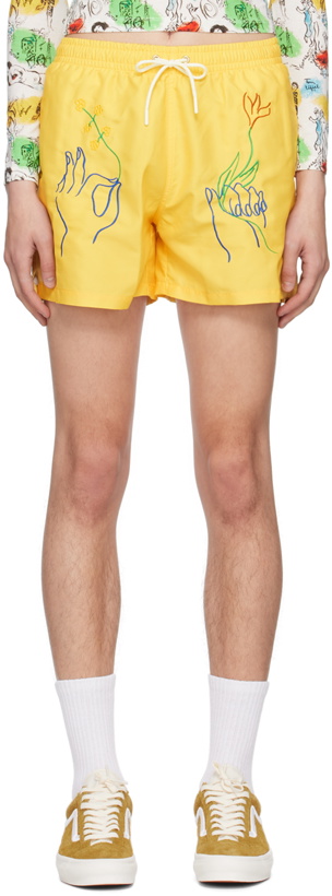 Photo: Carne Bollente Yellow Tender Hands Swim Shorts