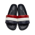 Thom Browne Navy and Red Quilted Pool Slides
