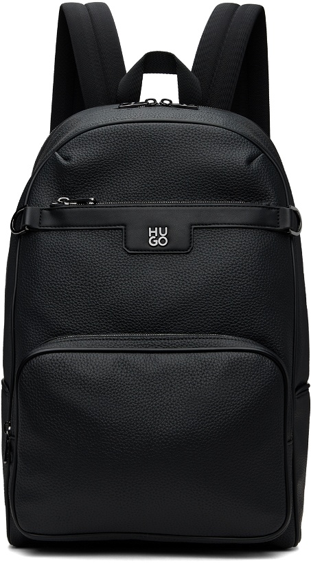 Photo: Hugo Black Stacked Logo Backpack