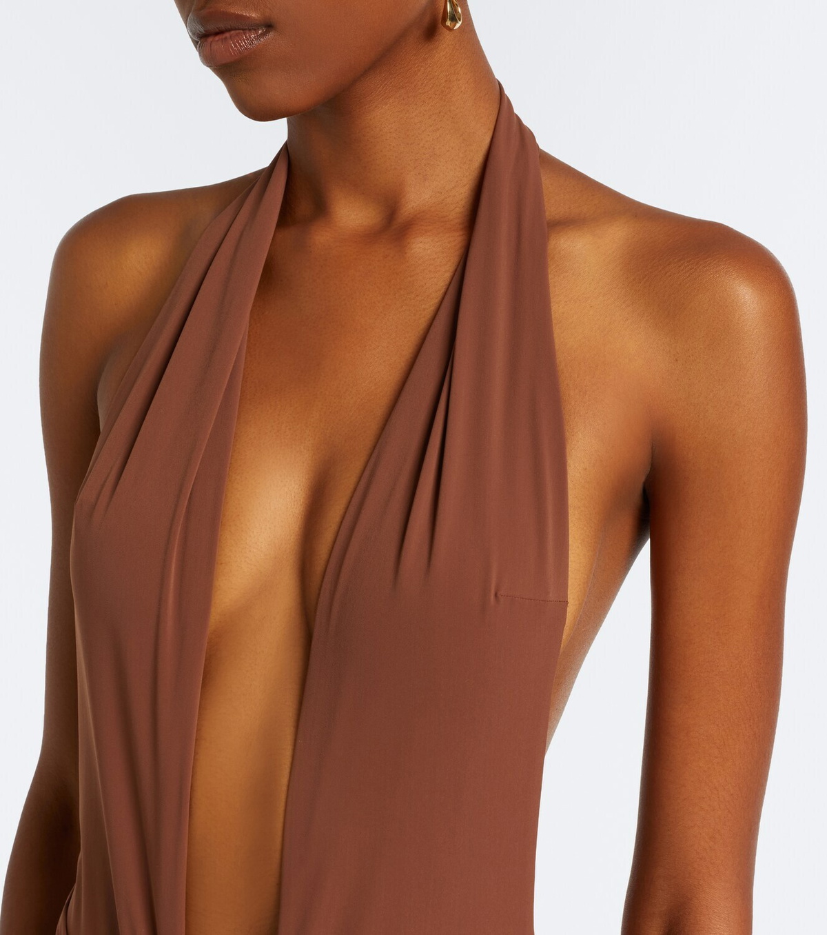 Christopher Esber Pierced Orbit halterneck jersey minidress