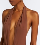 Christopher Esber Pierced Orbit halterneck jersey minidress
