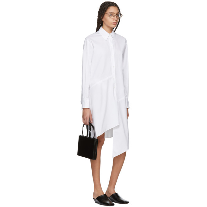 Jil Sander Navy White Poplin Asymmetric Shirt Dress Jil Sander