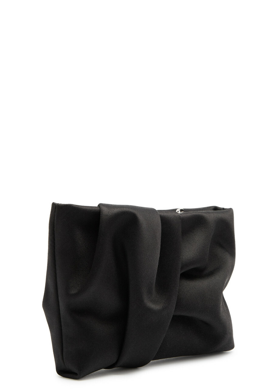 Jimmy Choo Bonny Gathered Satin Clutch - Black - One Size