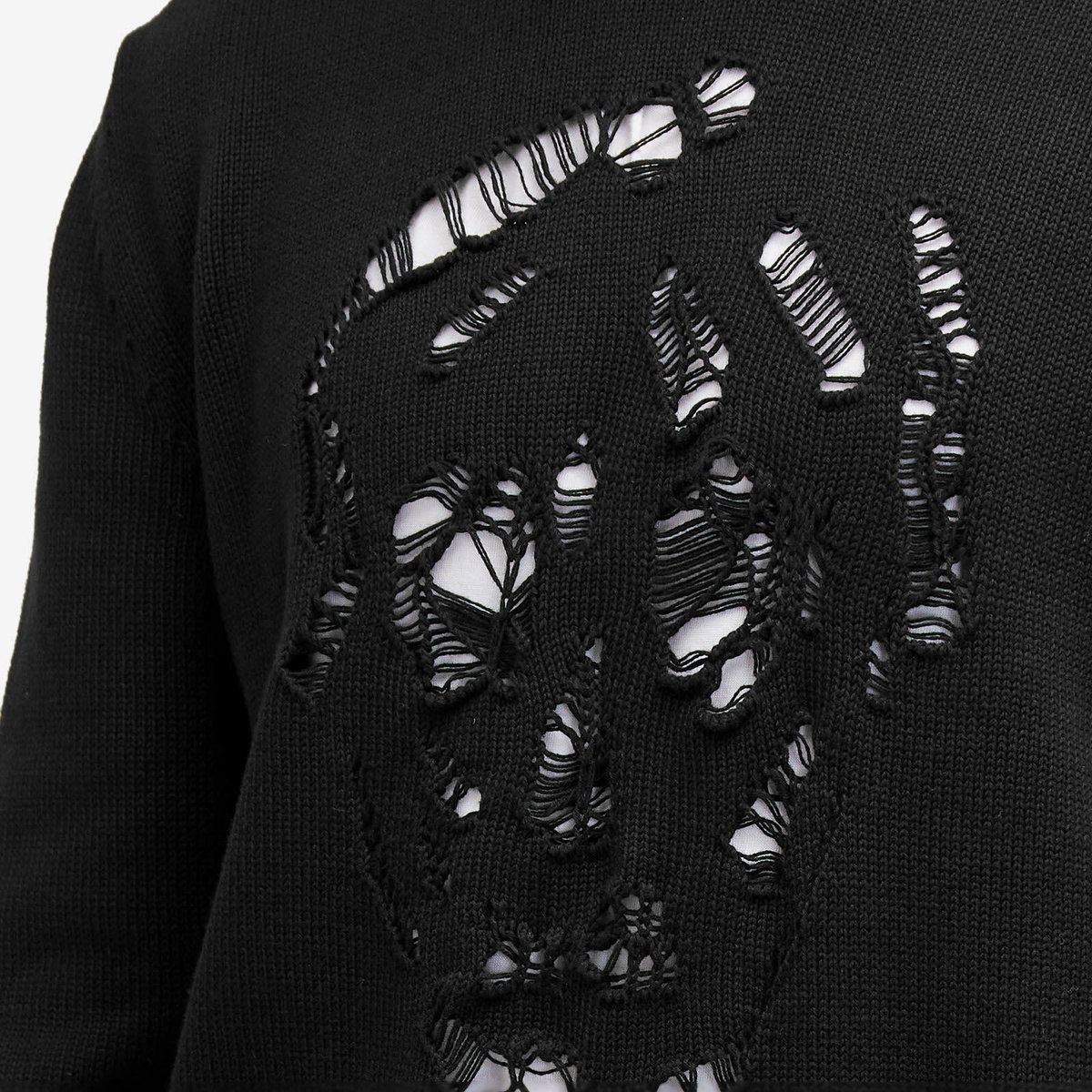 Alexander McQueen Men's Distressed Skull Crew Neck Jumper in