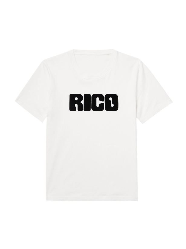 Photo: Husbands - Logo-Flocked Cotton-Jersey T-Shirt - White