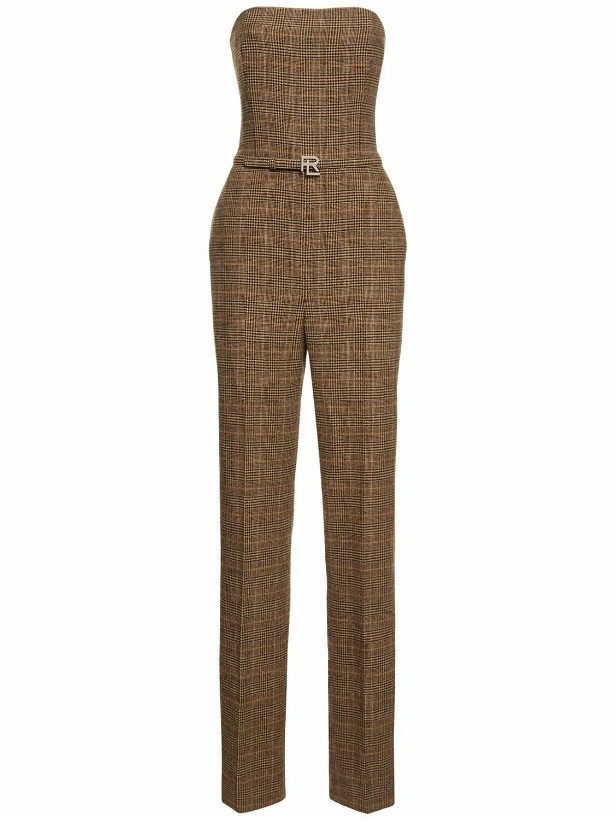 Photo: RALPH LAUREN COLLECTION Checked Wool Twill Strapless Jumpsuit