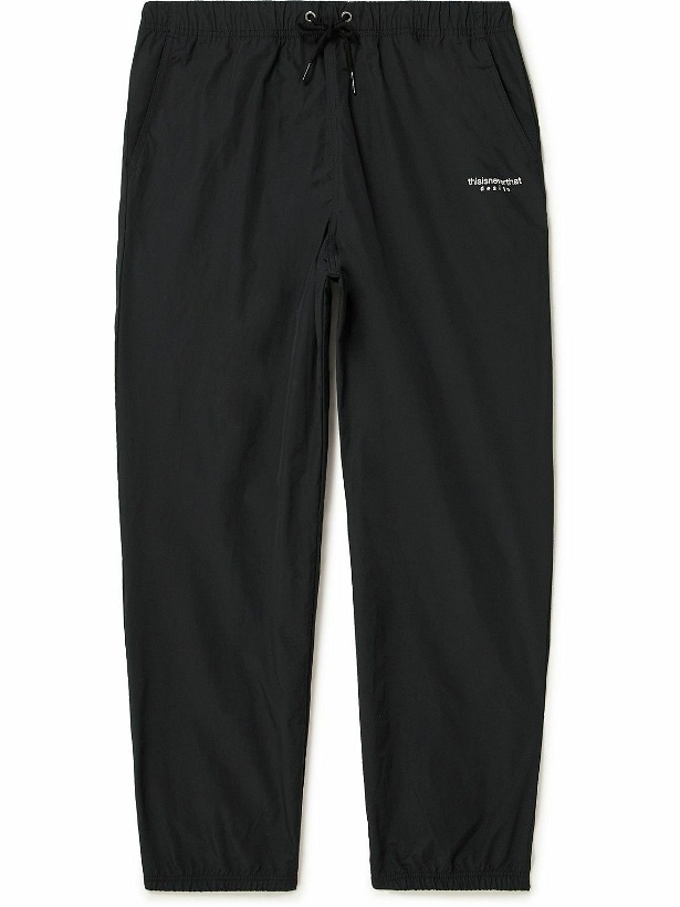 Photo: thisisneverthat - Tapered Logo-Embroidered Cotton-Blend Shell Sweatpants - Black