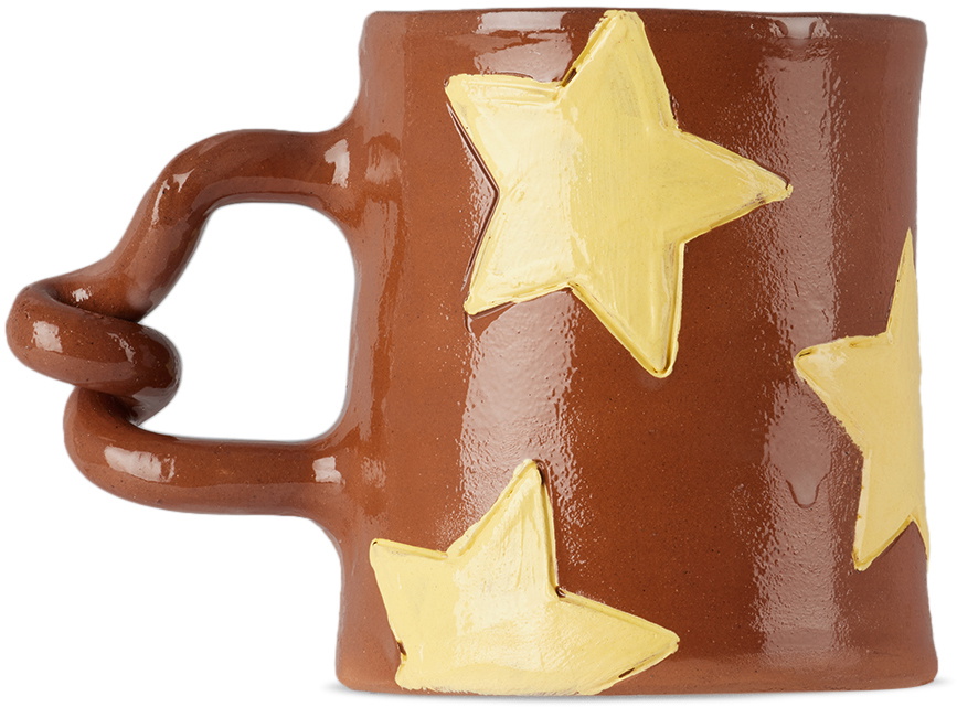 Harlie Brown Studio SSENSE Exclusive Brown & Yellow Star Delights Wiggle Mug