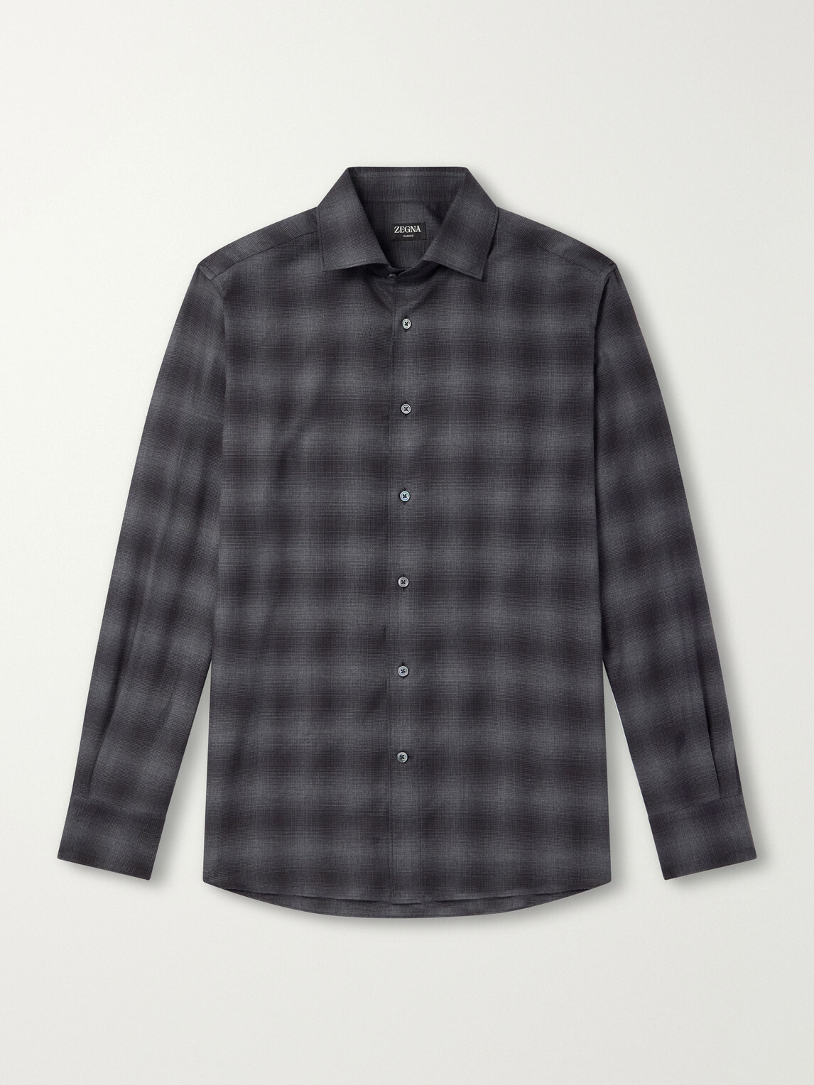 Zegna - Checked Cotton and Cashmere-Blend Shirt - Blue