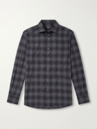 Zegna - Checked Cotton and Cashmere-Blend Shirt - Blue