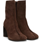 MM6 Maison Margiela Brown Suede Anatomic Stitch Toe Ankle Boots