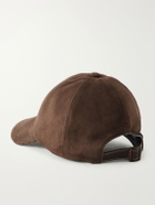 Brunello Cucinelli - Logo-Embroidered Suede Cap - Brown