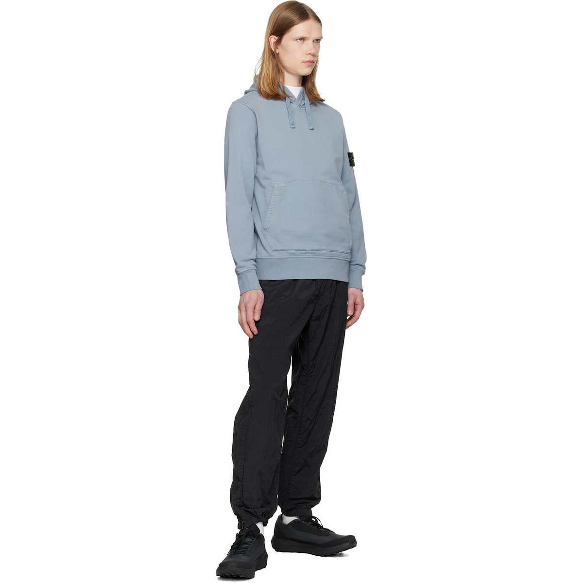 Stone Island Blue 6100062 Organic Cotton Fleece Hoodie