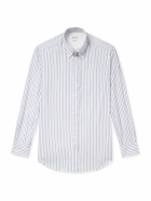 Brunello Cucinelli - Button-Down Collar Striped Cotton-Poplin Shirt - White