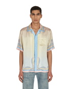 Casablanca Cuban Collar Printed Silk Satin Shirt