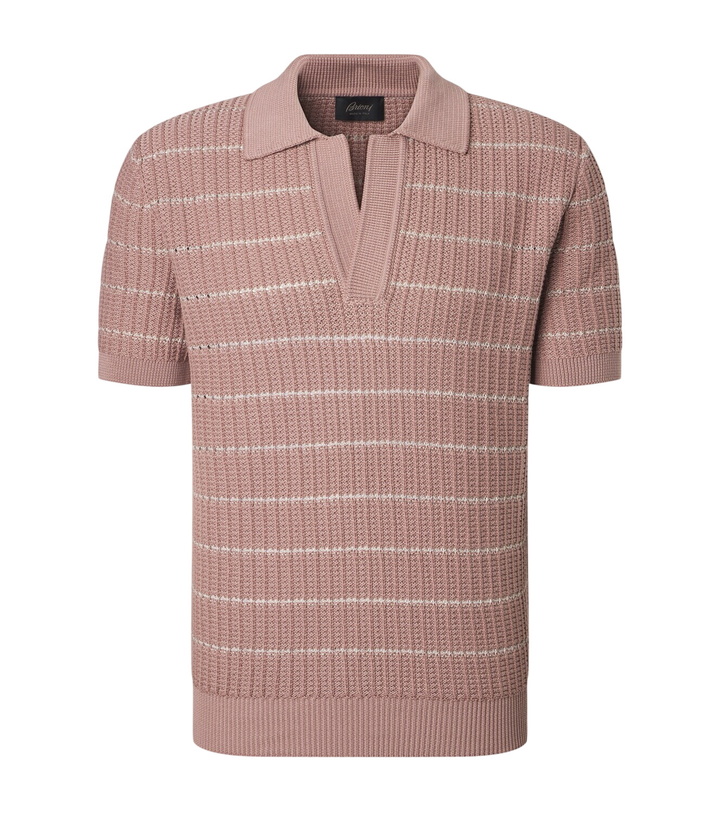 Photo: Brioni Embroidered cotton and linen polo shirt