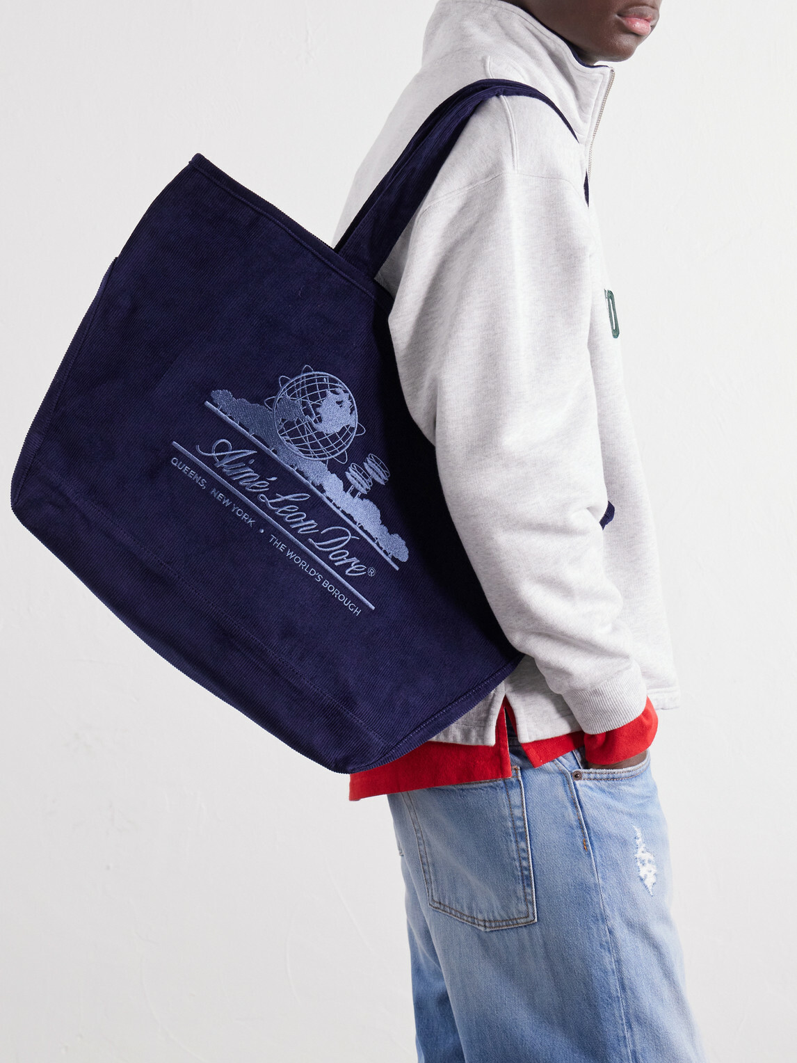 Aimé Leon Dore - Logo-Embroidered Cotton-Corduroy Tote - Blue