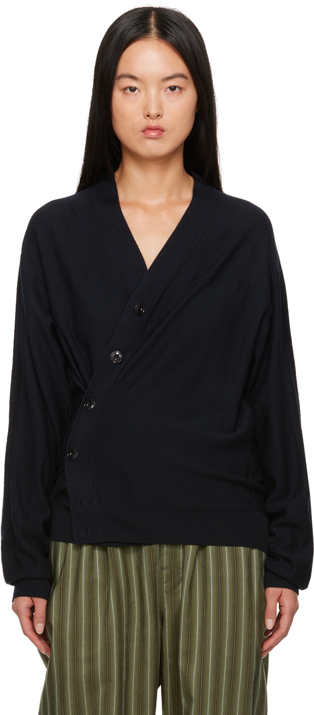 トップス LEMAIRE RELAXED TWISTED CARDIGAN LEMAIRE: Black Relaxed Twisted Cardigan | SSENSE