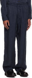 Róhe Navy Fluid Drawcord Trousers
