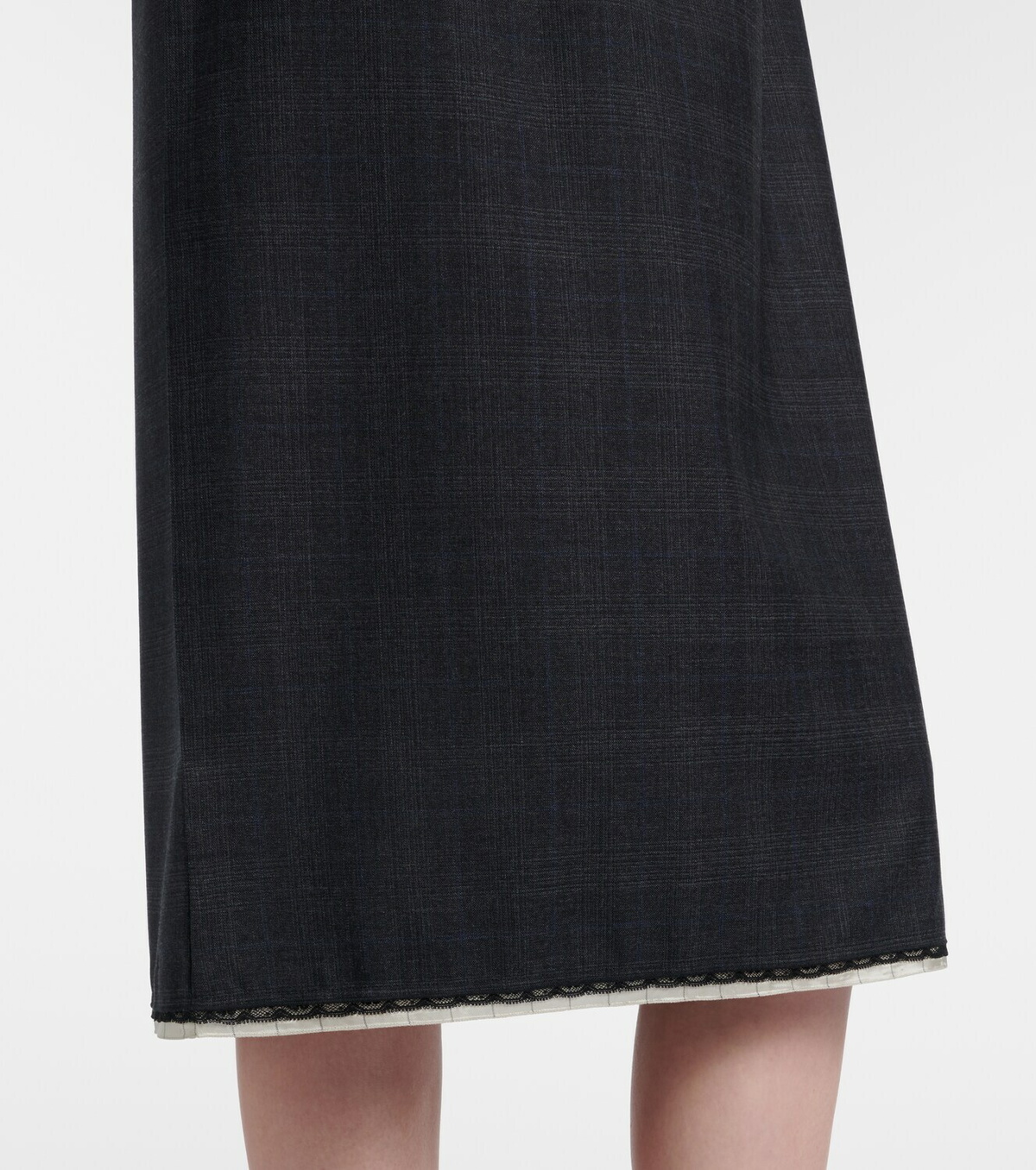 Prada Checked virgin wool midi dress