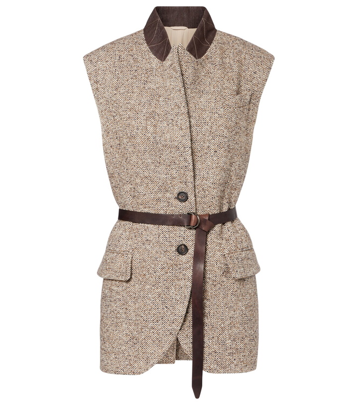Photo: Brunello Cucinelli Belted wool and silk-blend vest