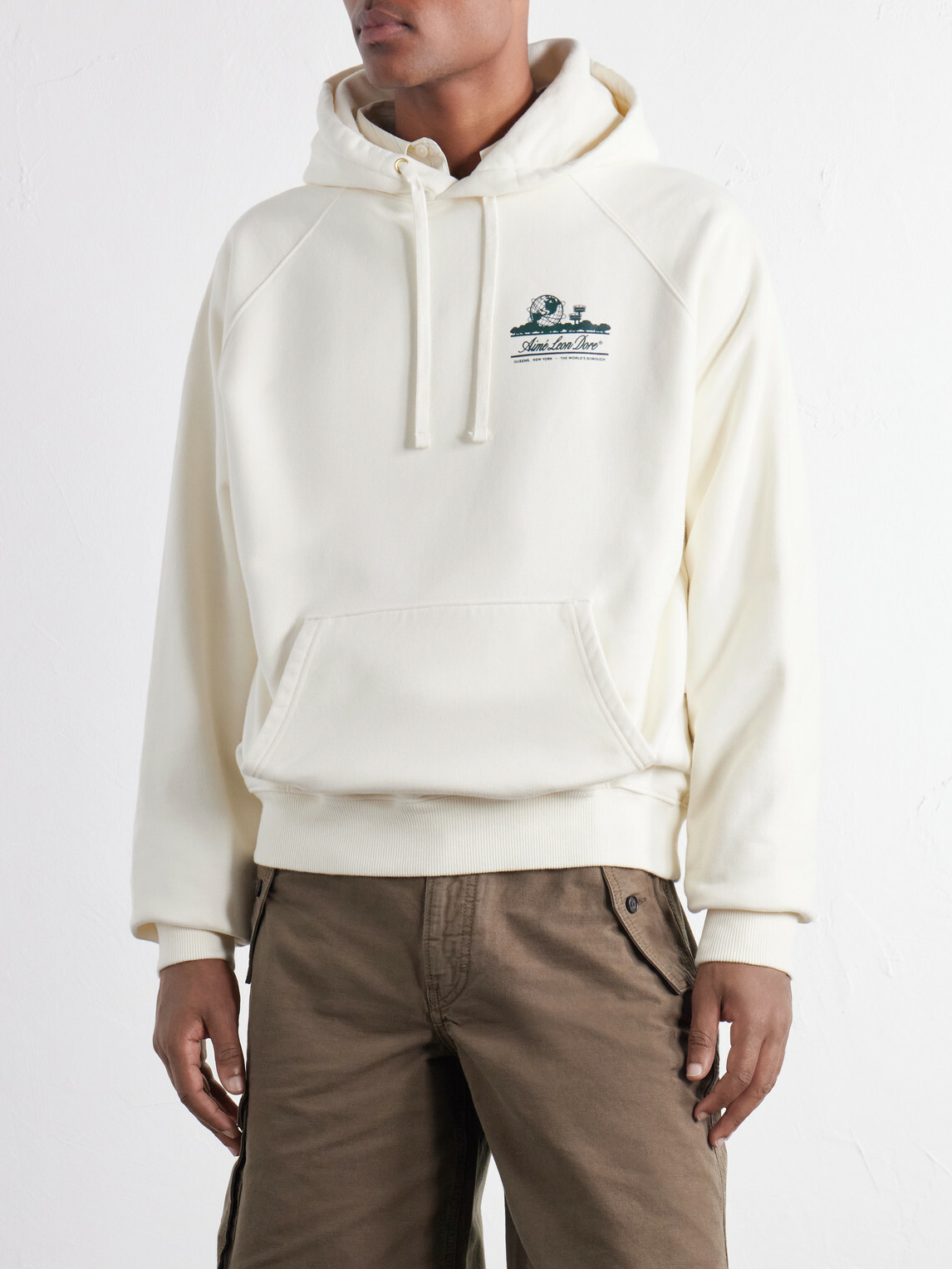 Aimé Leon Dore - Unisphere Logo-Print Cotton-Jersey Hoodie - Neutrals