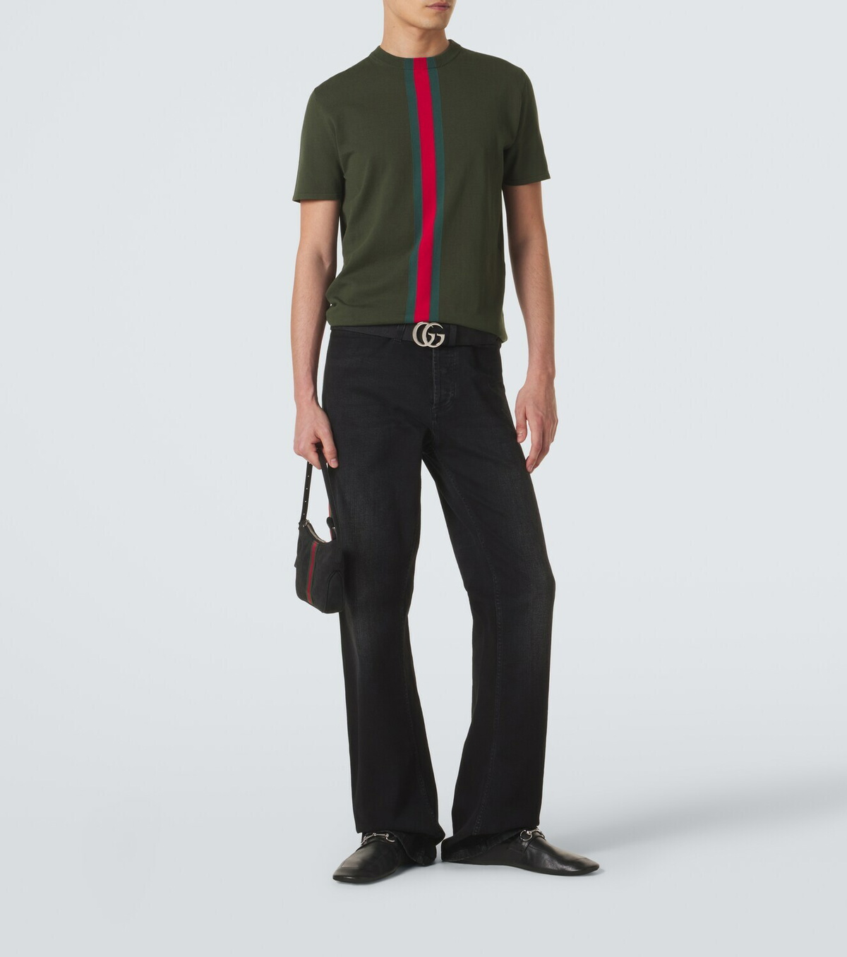 Gucci Web Stripe knitted cotton T-shirt