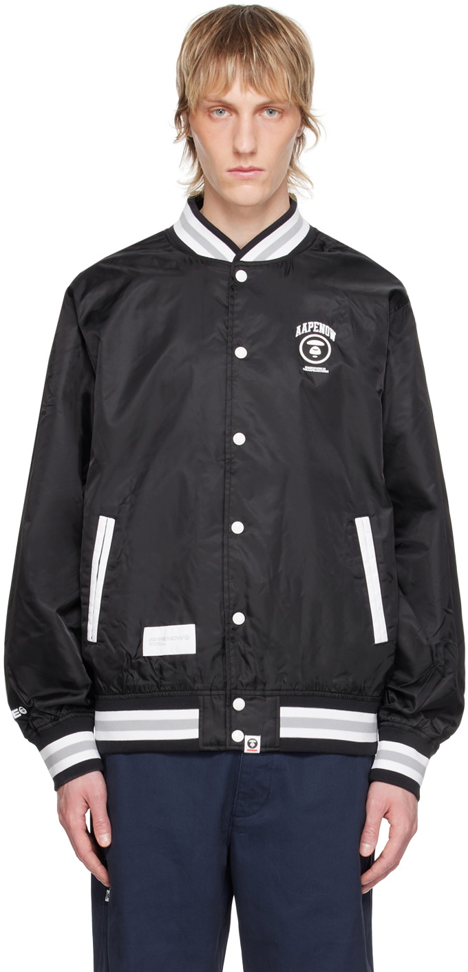 AAPE by A Bathing Ape Black Press Stud Bomber Jacket AAPE by A Bathing Ape