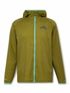 Nike Running - Trail Aireez Logo-Print Nylon-Ripstop Hooded Jacket - Green