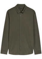 Emporio Armani Logo-intarsia Cotton Shirt Grey