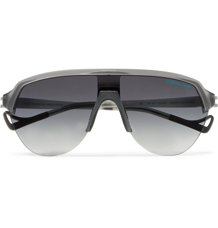 Photo: DISTRICT VISION - Reigning Champ Nagata Speed Blade Aviator-Style Acetate Sunglasses - Gray