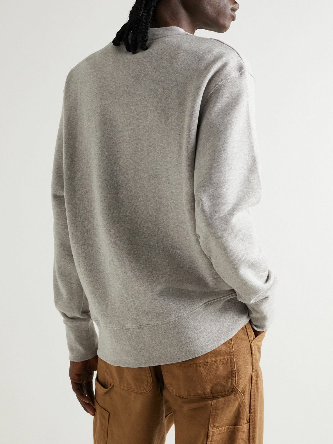 Norse Projects Geoff McFetridge Faces Embroidered Organic Cotton Jersey Sweatshirt Gray